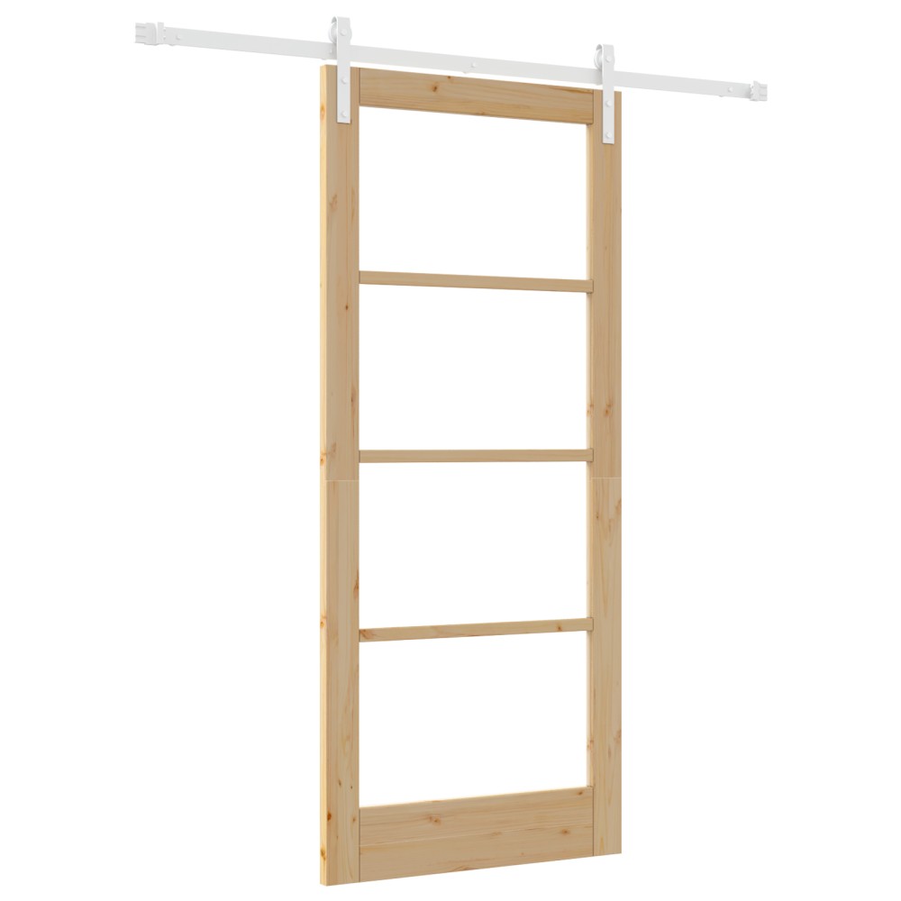 ușă glisantă vidaXL cu set de accesorii 'ORKDAL'Lemn Solid & Sticlă