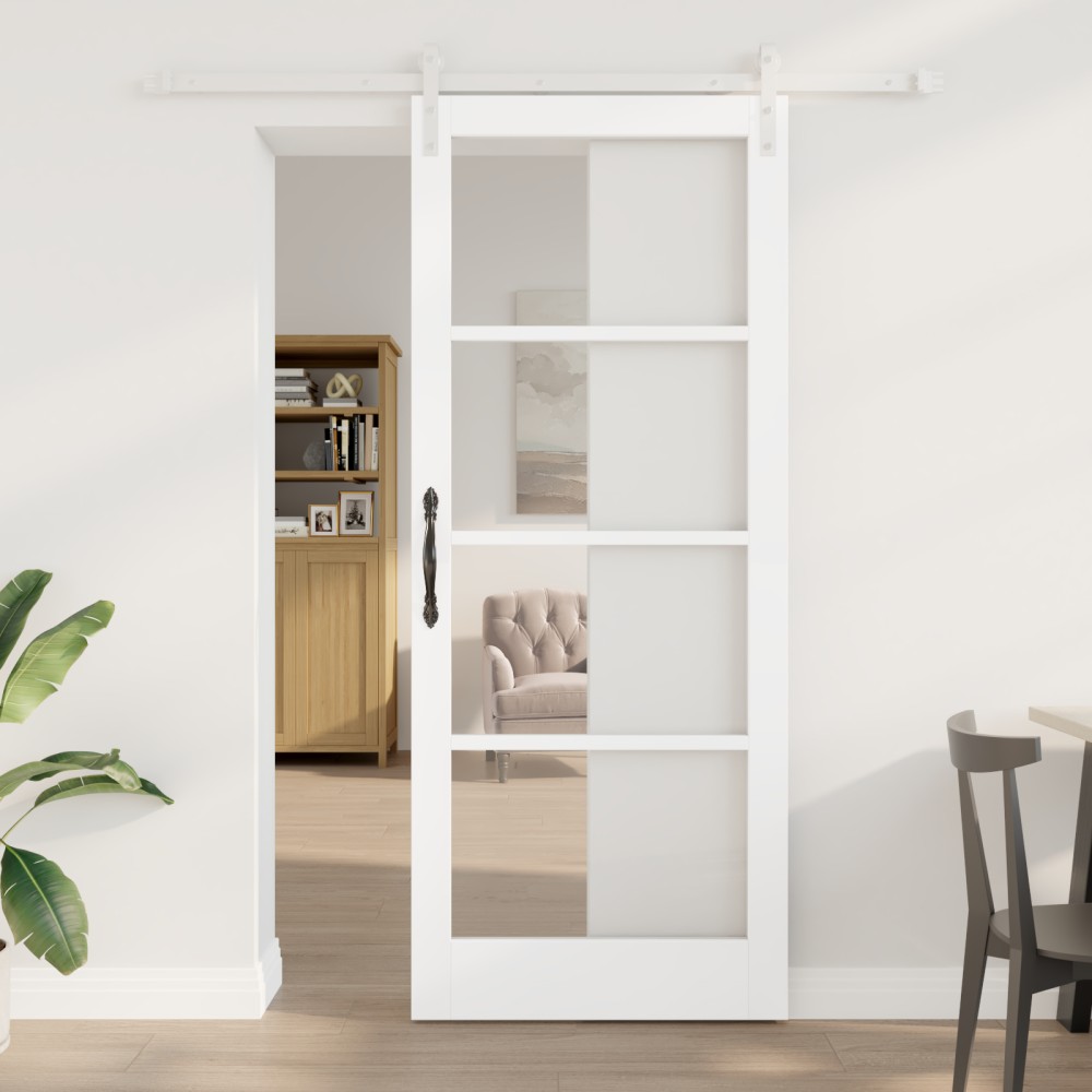 vidaXL Ușă glisantă ORKDAL Alb 86 x 211 cm Lemn masiv de pin