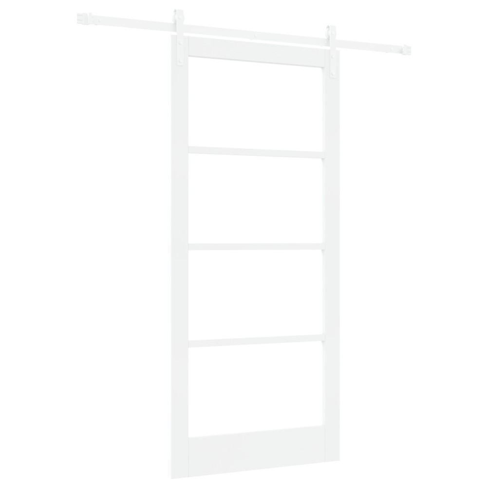 Ușă glisantă vidaXL cu set de accesorii 'ORKDAL'Alb Lemn Solid & Sticlă