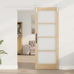 Ușă glisantă vidaXL cu set de accesorii 'ORKDAL'lemn solid & sticlă