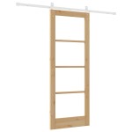 Ușă glisantă vidaXL cu set de accesorii 'ORKDAL'lemn solid & sticlă