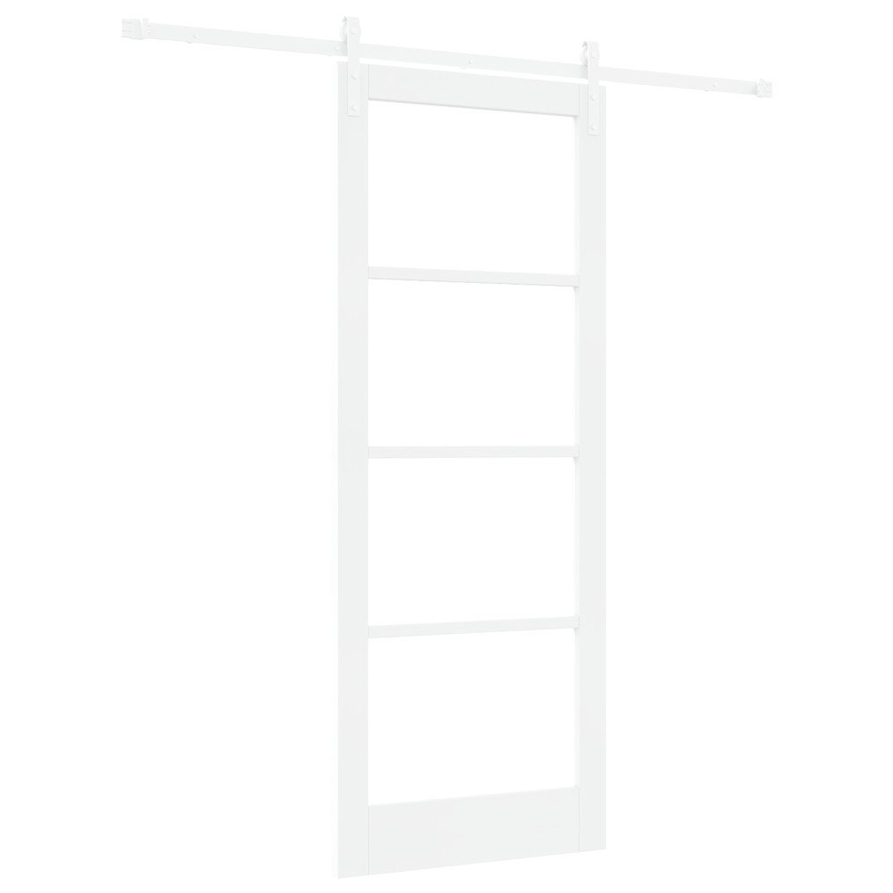 Ușă Glisantă vidaXL cu Set de Accesorii "ORKDAL" Alb din Lemn Solid & Sticlă