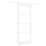 Ușă Glisantă vidaXL cu Set de Accesorii "ORKDAL" Alb din Lemn Solid & Sticlă