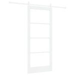 Ușă Glisantă vidaXL cu Set de Accesorii "ORKDAL" Alb Lemn Solid și Sticlă