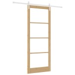 Ușă glisantă vidaXL cu set de accesorii "ORKDAL" din lemn solid și sticlă