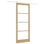 Ușă glisantă vidaXL cu set de accesorii "ORKDAL" din lemn solid și sticlă