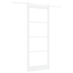 Ușa glisantă vidaXL cu set de accesorii 'ORKDAL'Alb din lemn solid și sticlă