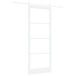 Ușa glisantă vidaXL cu set de accesorii 'ORKDAL'Alb din lemn solid și sticlă