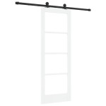 Ușă glisantă vidaXL cu set de accesorii 'ORKDAL'Alb din lemn solid & Sticlă