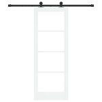 Ușă glisantă vidaXL cu set de accesorii 'ORKDAL'Alb din lemn solid & Sticlă