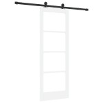 Ușă glisantă vidaXL cu set de accesorii 'ORKDAL'Alb din lemn solid & Sticlă