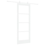 Ușa glisantă vidaXL cu set de accesorii 'ORKDAL'Alb Lemn Solid & Sticlă