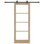 Ușă glisantă vidaXL cu set de accesorii 'ORKDAL'Lemn solid & Sticlă
