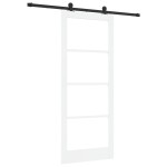 Ușa glisantă vidaXL cu hardware 'ORKDAL'din lemn solid alb și sticlă