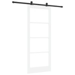 Ușa glisantă vidaXL cu hardware 'ORKDAL'din lemn solid alb și sticlă