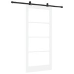 Ușă glisantă vidaXL cu set de accesorii 'ORKDAL'alb lemn solid & sticlă Ușă glisantă vidaXL cu set de accesorii 'ORKDAL'alb lemn solid & sticlă