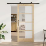 Ușa glisantă vidaXL cu hardware 'ORKDAL'din lemn masiv și sticlă
