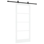 Ușa glisantă vidaXL cu set de accesorii 'ORKDAL'Alb Lemn Solid & Sticlă