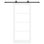 Ușa glisantă vidaXL cu set de accesorii 'ORKDAL'Alb Lemn Solid & Sticlă