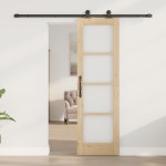 Ușa glisantă vidaXL cu set de accesorii 'ORKDAL'Lemn masiv și sticlă