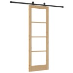 Ușă glisantă vidaXL cu set de accesorii 'ORKDAL'din lemn solid și sticlă Ușă glisantă vidaXL cu set de accesorii 'ORKDAL'din lemn solid și sticlă