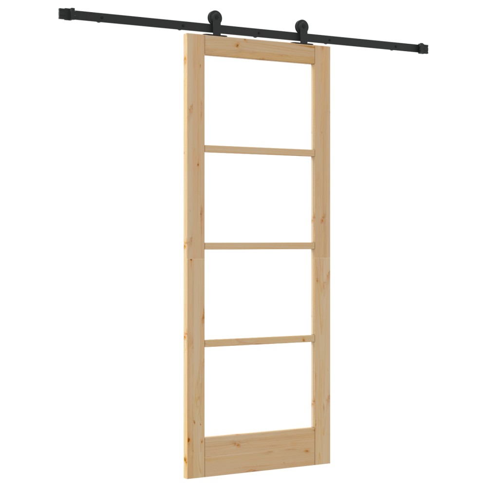 Ușă glisantă vidaXL cu set de accesorii 'ORKDAL'Lemn solid și sticlă