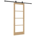 Ușă glisantă vidaXL cu set de accesorii 'ORKDAL'Lemn solid și sticlă