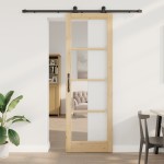 Ușă glisantă vidaXL cu set de accesorii 'ORKDAL'Lemn masiv & Sticlă Ușă glisantă vidaXL cu set de accesorii 'ORKDAL'Lemn masiv & Sticlă