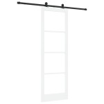 Ușa Glisantă vidaXL cu Set de Accesorii 'ORKDAL'Ușa Albă din Lemn Masiv & Sticlă