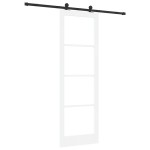 Ușa Glisantă vidaXL cu Set de Accesorii 'ORKDAL'Ușa Albă din Lemn Masiv & Sticlă