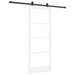 Ușă glisantă vidaXL cu set de accesorii 'ORKDAL'din lemn solid alb și sticlă Ușă glisantă vidaXL cu set de accesorii 'ORKDAL'din lemn solid alb și sticlă