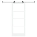 Ușă glisantă vidaXL cu set de accesorii 'ORKDAL'din lemn solid alb și sticlă Ușă glisantă vidaXL cu set de accesorii 'ORKDAL'din lemn solid alb și sticlă