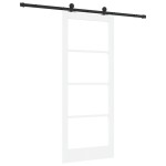 Ușă glisantă vidaXL cu set de accesorii 'ORKDAL'din lemn solid alb și sticlă Ușă glisantă vidaXL cu set de accesorii 'ORKDAL'din lemn solid alb și sticlă