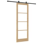 Ușă glisantă vidaXL cu set de accesorii 'ORKDAL'Lemn solid și sticlă