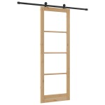 Ușă glisantă vidaXL cu set de accesorii 'ORKDAL'Lemn solid și sticlă