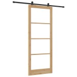 Ușa glisantă vidaXL cu set de accesorii 'ORKDAL'din lemn solid și sticlă