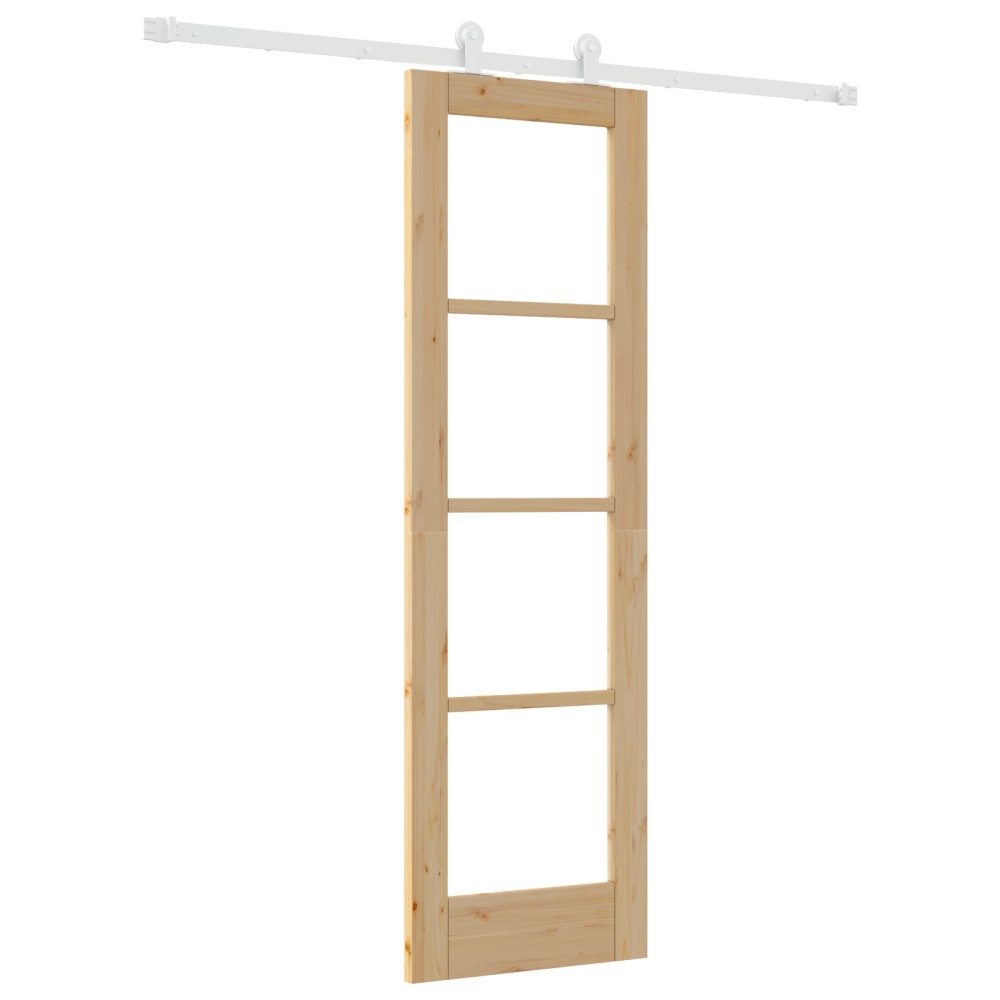 Ușa Glisantă vidaXL cu Set de Accesorii 'ORKDAL'Lemn Solid & Sticlă