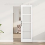 Ușă glisantă vidaXL cu feronerie 'ORKDAL'din lemn masiv alb și sticlă