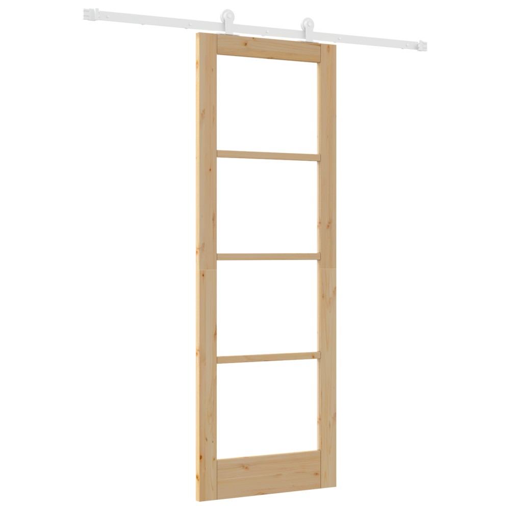 Ușa glisantă vidaXL cu set de accesorii 'ORKDAL'Lemn masiv & Sticlă
