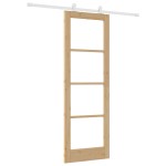 Ușa glisantă vidaXL cu set de accesorii 'ORKDAL'Lemn masiv & Sticlă