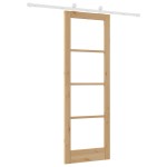 Ușa glisantă vidaXL cu set de accesorii 'ORKDAL'Lemn masiv & Sticlă