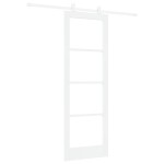 Ușă glisantă vidaXL cu set de accesorii 'ORKDAL'Alb Lemn Solid & Sticlă