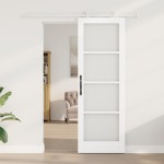 Ușă glisantă vidaXL cu set de accesorii 'ORKDAL'Alb Lemn Solid & Sticlă