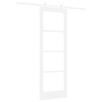 Ușă glisantă vidaXL cu set de accesorii 'ORKDAL'Alb Lemn Solid & Sticlă