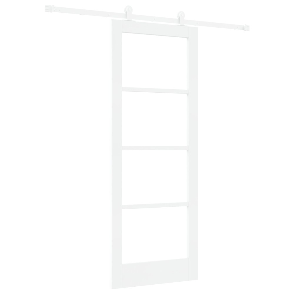 Ușă Glisantă vidaXL cu Set de Accesorii 'ORKDAL'Alb MDF & Sticlă