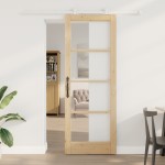 vidaXL Ușă glisantă cu set hardware 'ORKDAL'Lemn solid & Sticlă