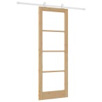 vidaXL Ușă glisantă cu set hardware 'ORKDAL'Lemn solid & Sticlă