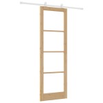 Ușă glisantă vidaXL cu set de accesorii 'ORKDAL'Lemn solid și sticlă