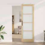 Ușă glisantă vidaXL cu set de accesorii 'ORKDAL'Lemn solid și sticlă