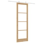 Ușă glisantă vidaXL cu set de accesorii 'ORKDAL'Lemn solid și sticlă